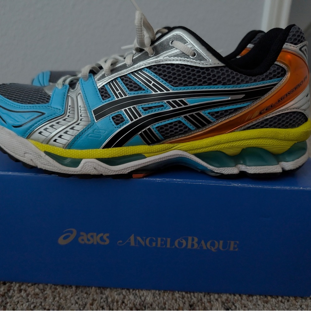 ASICS x Angelo Baque Blue and Orange Athletic Shoes Awake gel kayano